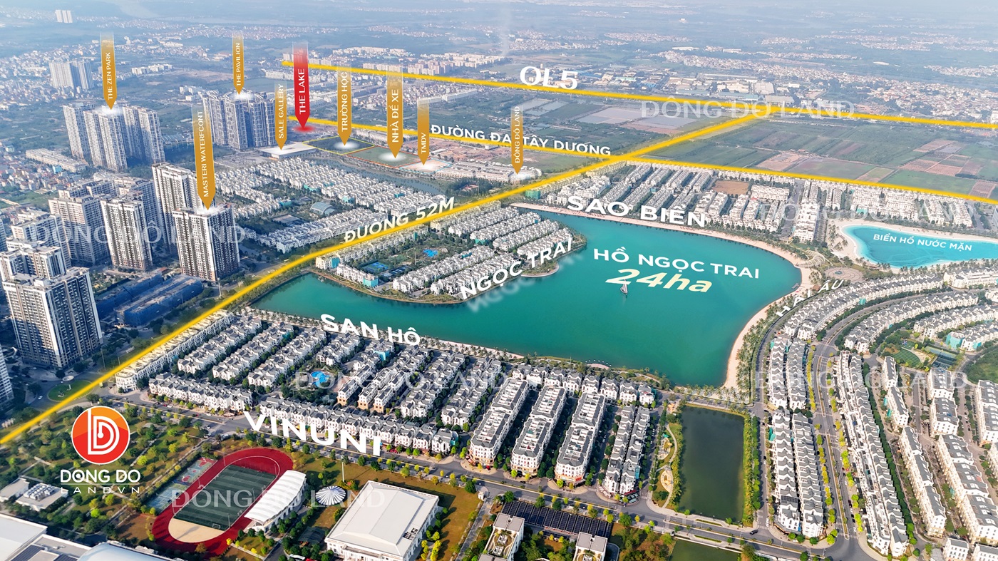 Tổng thể vị trí Masteri Lakeside trong lòng Vinhomes Ocean Park 1